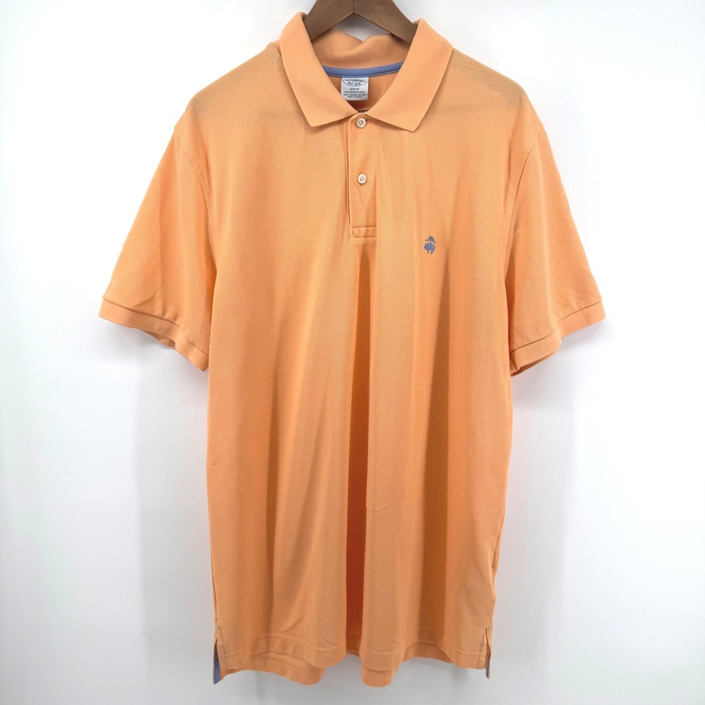 Brooks Brothers Polo Shirt Mens XXL Orange Slim Fit Cotton Performance Preppy